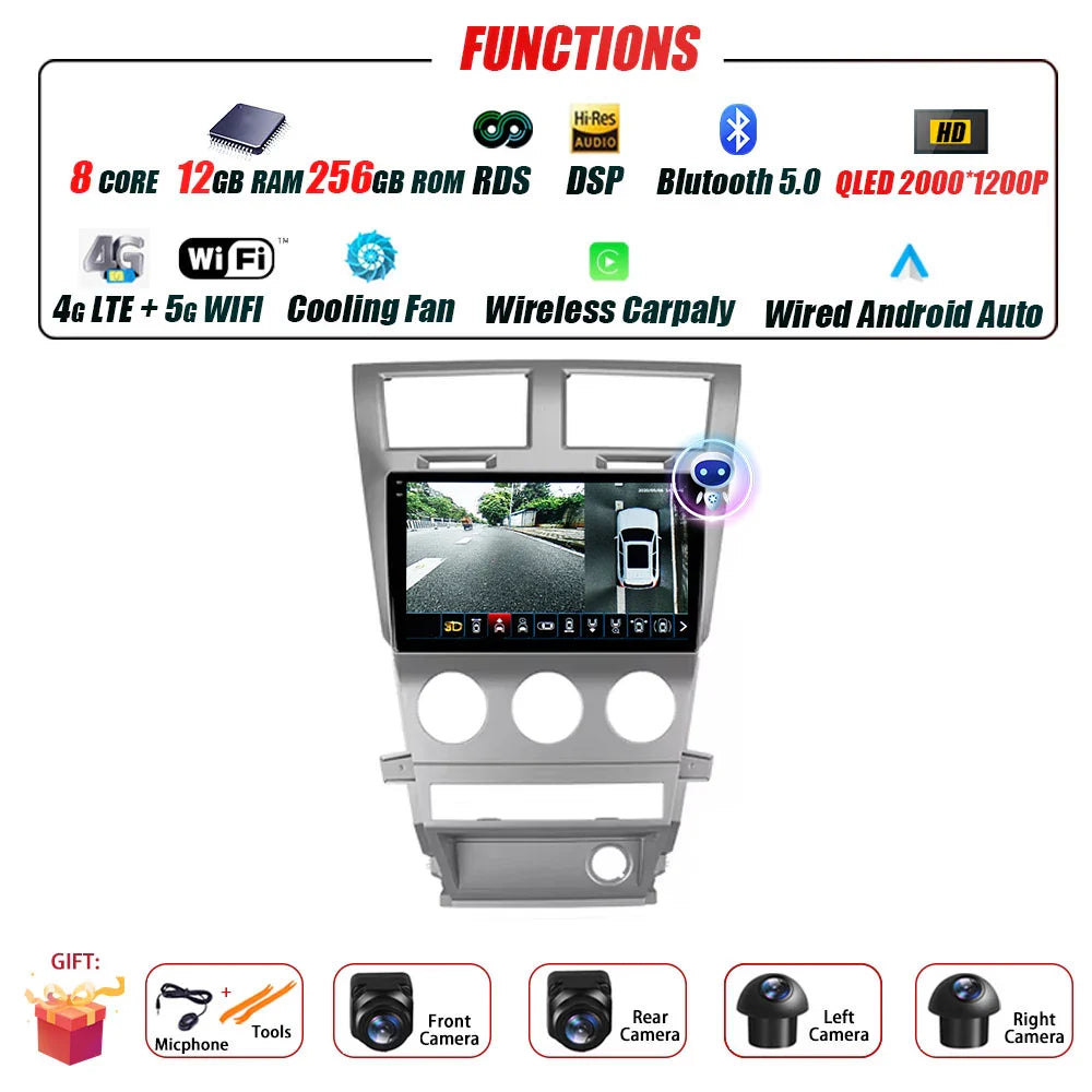 Car Radio Carplay For Dodge Avenger JS 2007 - 2010 For Dodge Nitro 2006 - 2011 Navigation GPS Android Auto Multimedia Player BT