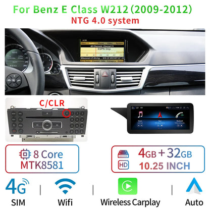 8 Core Android System Car GPS Navi Screen For Mercedes W212 2009-2016 WIFI SIM 8+128GB BT Carplay IPS Screen Multimedia Player