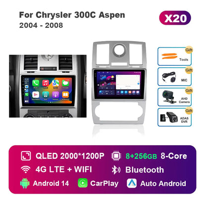 for Chrysler 300C Aspen 2004 - 2008 HD Touch Screen WiFi Android 14 Car Video Multimedia Player Navigation GPS 4G BT Head Unit