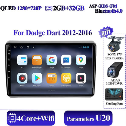 Wireless Android Auto Carplay For Dodge Dart 2012-2016 Car Multimedia Player 5G Wifi GPS Intelligent System 8 core Touch Display