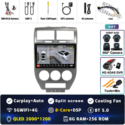 Android 14 For Dodge Caliber 2007 - 2012 2K QLED Android Car Radio Multimedia Video Player GPS AI Voice CarPlay 4G Stereo