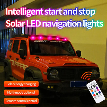 4x Solar Wireless No Drill Cab Lights for Truck Roof, Solar-Powered Truck Cab Lights with Auto Sensor Luces para Techo de Carro