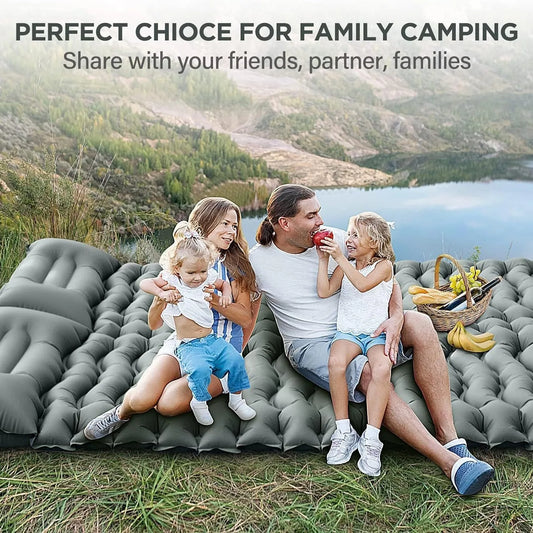 Camping Double Sleeping Mat with Pillow Inflatable Sleeping Mat, Suitable for Backpacking, Hiking, Tenting