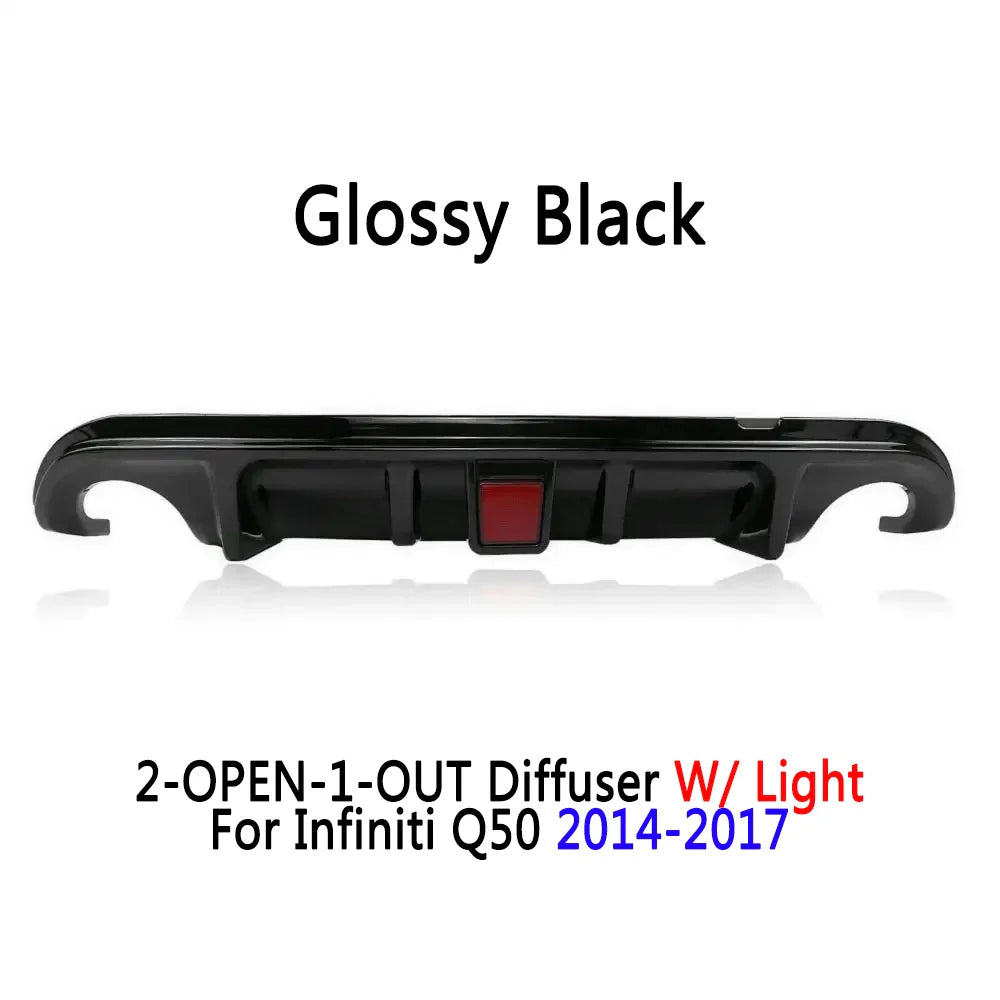 Diffuser For Infiniti Q50 2014-2017 Accessories Rear Bumper Posterior Lip W/ Light Body Kit Auto Exterior Modification Parts HOT