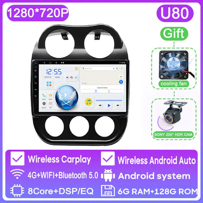 Car Android 13 For JEEP Compass Patriot 2011 - 2017 Auto Radio Multimedia Player GPS Navigation Carplay Stereo 4G BT No 2din DVD