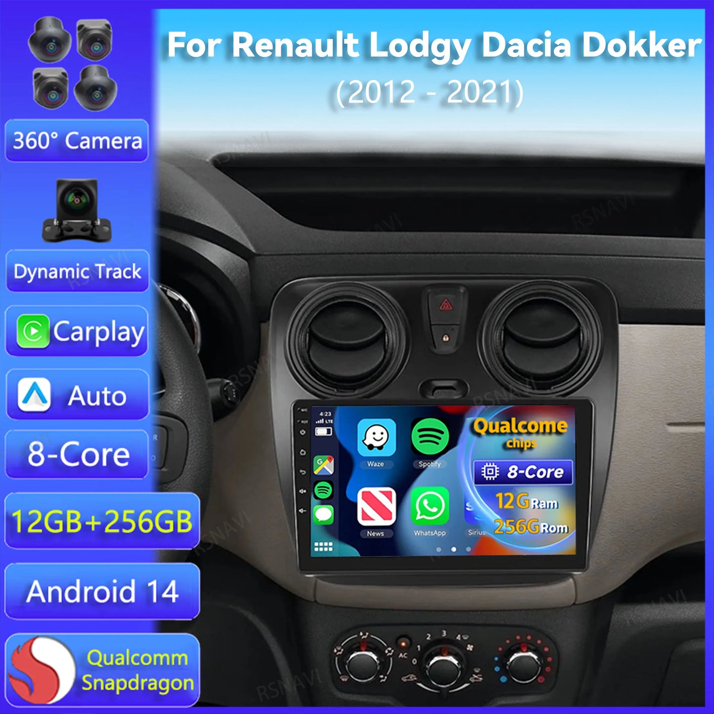 Android 14 Car Radio Multimedia For Renault Lodgy Dacia Dokker 2012 2013 2014 - 2021 2Din Autoradio Auto Carplay 4G WIFI Stereo