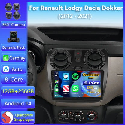 Android 14 Car Radio Multimedia For Renault Lodgy Dacia Dokker 2012 2013 2014 - 2021 2Din Autoradio Auto Carplay 4G WIFI Stereo