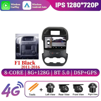 Android 14 For Ford Ranger 3 2011-2015 Car Radio Multimedia Navigation 4G GPS Bluetooth Wireless Carplay Head Unit Screen Stereo