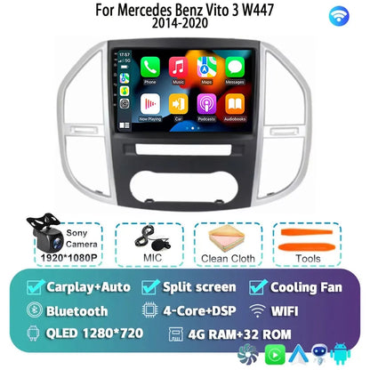 Android 14 For Mercedes Benz Vito 3 W447 2014-2020 2K QLED Android Car Radio Multimedia Video Player 4G Stereo CarPlay Head Unit