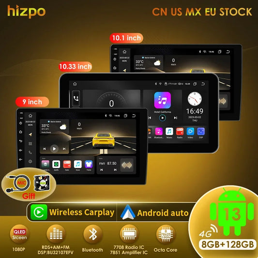 Hizpo Universal Car Radio 2Din 9" 10" 10.33" Android Auto Multimedia GPS CarPlay For Toyota Volkswagen Hyundai Kia Nissan Honda