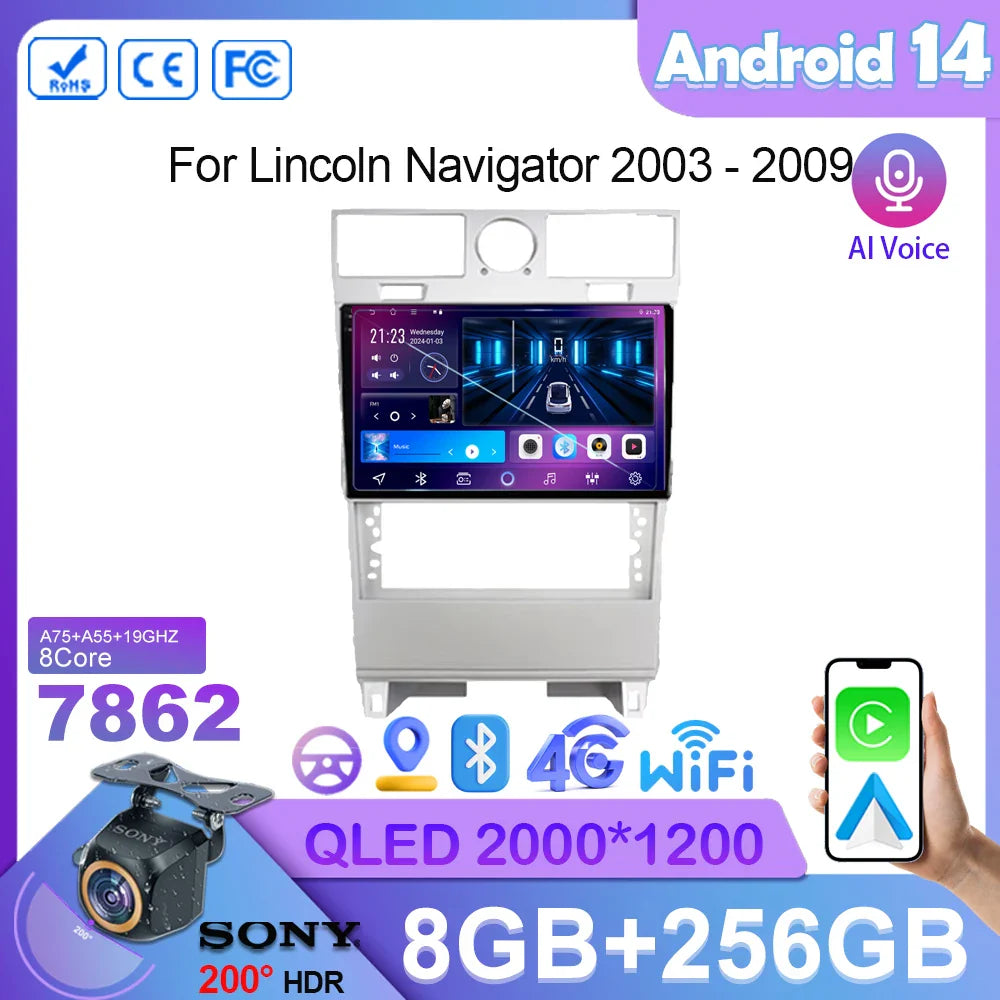 7862 Car Android 14 For Lincoln Navigator 2003 - 2009 Carplay Autoradio Multimedia Video Player Navigation GPS Auto No 2din DVD