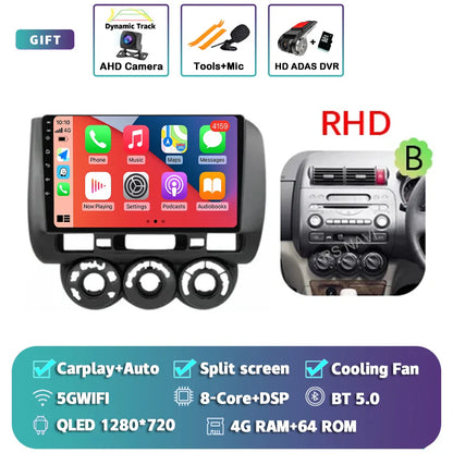 Android 14 For Honda Jazz 1 GD 2001 - 2008 Fit 2001-2009 2K QLED Stereo Car Radio Multimedia Video Player GPS 4G CarPlay