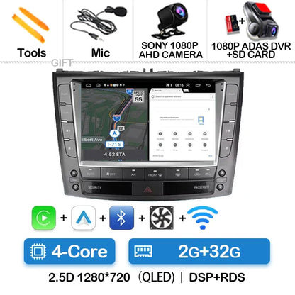Android 14 Car Radio For Lexus IS250 IS300 XE20 IS220 IS350 2005 - 2012 Multimedia Video Player NAVI GPS 4G WIFI Carplay Auto BT