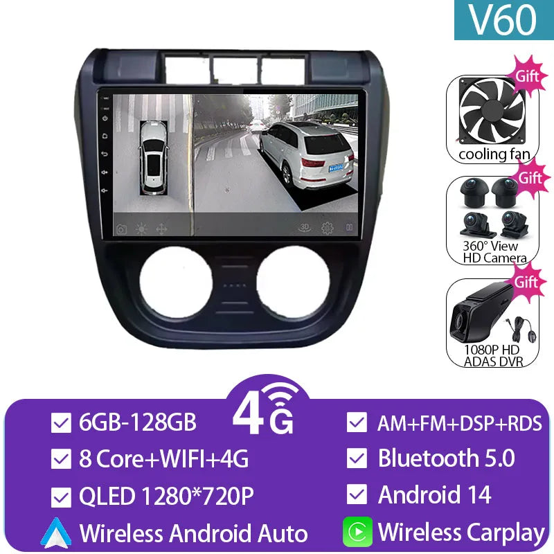 Android 14 Stereo Car Radio For VOLKSWAGEN Crossfox 2003-2009 Multimedia Video Player 4G GPS Android Auto CarPlay DSP No 2 Din