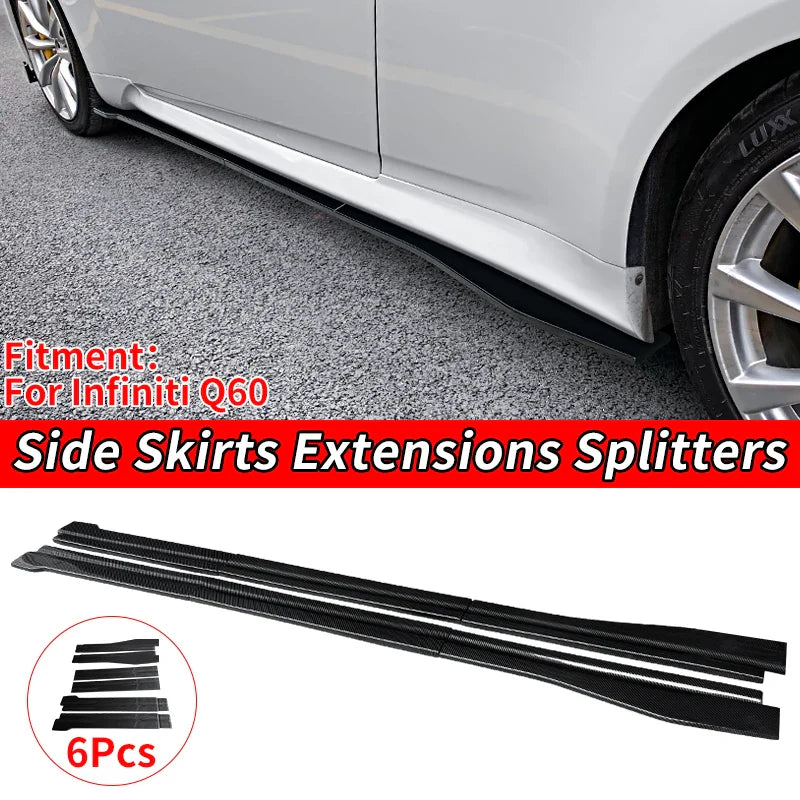 Car Modified ABS New Adjustable Side Skirt Splitter Spoiler Lip Rocker Panel Extensions Body Kit Winglet For Infiniti Q60