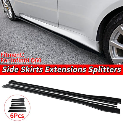 Car Modified ABS New Adjustable Side Skirt Splitter Spoiler Lip Rocker Panel Extensions Body Kit Winglet For Infiniti Q60