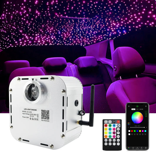 32W Twinkle Fiber Optic Star Ceiling Lights Kit RGBW Car Roof Star Light Bluetooth APP Music Control Car Starry Sky Ceiling Lamp