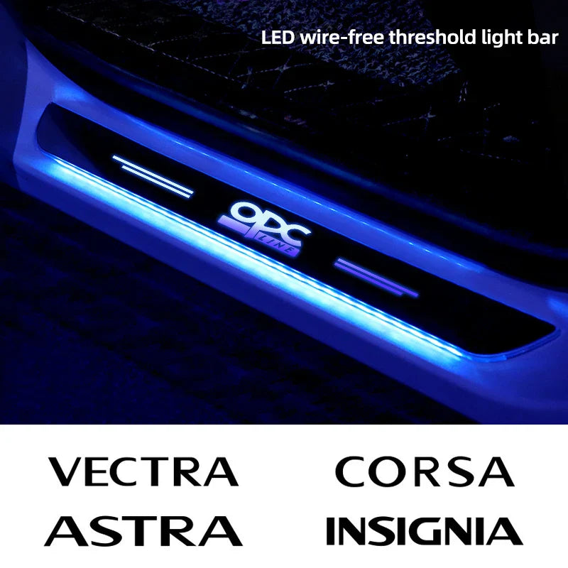 Car Acrylic LED Welcome Pedal Plate Door Sill Pathway Light For Opel OPC Line Astra J H Insignia Corsa D B E Mokka Vectra Zafira