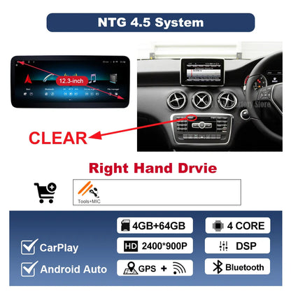 Wireless CarPlay Android Auto For Benz A Class 2013-2018 GLA Class 2015-2019 Navigation GPS Multimedia Display Head Unit BT DSP
