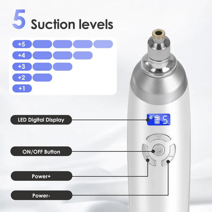Microdermabrasion Machine 9pcs Diamond Dermabrasion Head, Suction Facial Device with  5 Levels for Skin Care Salon Home Use