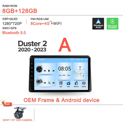 Android 14 For Renault Duster HM 2 II 2020 - 2023 Arkana 1 I 2019 - 2023 Car Radio Multimedia Video Player Navigation stereo DVD