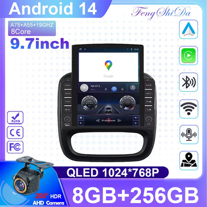 9.7 inch Android For Renault Trafic 3 14-21 For Opel Vivaro B Car Radio Carplay 2 Din Head Unit GPS Navigation  Touch Screen