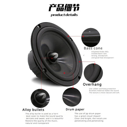 2 Way Car Audio Speaker 12v Max 120W Car Component Speaker 6.5 Inch Sound System Car Door Speaker Set