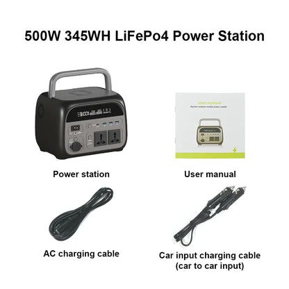 500W 1800W Power Station With 100W Solar Panel 18V USB TYPE-C Portable Power Bank 345Wh 1000Wh Lifepo4 Battery Charging Station