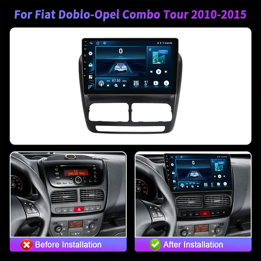 Car Radio For Fiat Doblo-Opel Combo Tour 2010-2015 Android 14 Wireless Carplay Multimedia 7862S 8G 256G Head Unit 2K QLED Screen
