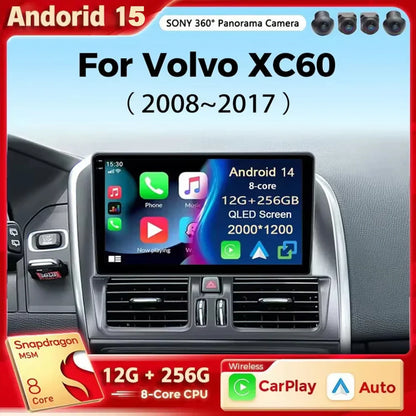 Android 15 Car Radio Wireless CarPlay Android Auto Radio For Volvo XC60 2007 2010 2013 2014 2017 4G Car Multimedia GPS Autoradio