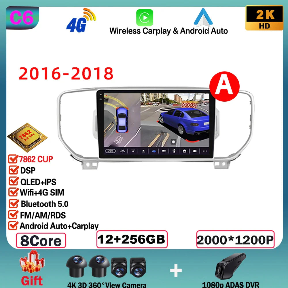 Android  For KIA Sportage 4 2016-2018 2019-2021 Multimedia Video Player Navigation GPS Stereo Wireless Carplay DSP WIFI NO 2DIN