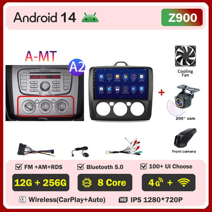 2din Android 14 Carplay Radio For ford focus 2 3 Mk2 Mk3 2004-2011 Automotive Car Multimedia GPS Autoradio 8 Core Wifi DSP BT