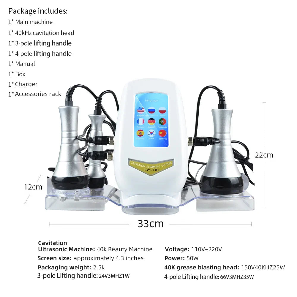 40K Cavitation Ultrasonic Body Slimming Beauty Machine Weight Loss RF Radio Skin Lifting Tighten Anti-wrinkle Massager Skincare
