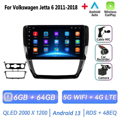 Car Radio for VW Volkswagen Jetta 6 2011-2018 Multimedia 2 Din Android 14 Video Player Navigation GPS DSP Carplay BT Head Unit