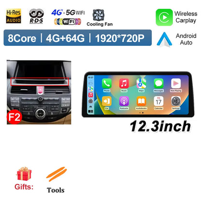 12.3 inch Android 14 for Honda Accord 8 2008 2009 - 2013 Car Multimedia Radio Player Wireless Carplay Monitor GPS Navigation BT