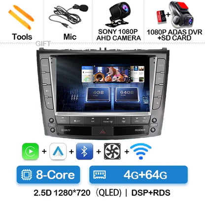 Android 14 Car Radio For Lexus IS250 IS300 XE20 IS220 IS350 2005 - 2012 Multimedia Video Player NAVI GPS 4G WIFI Carplay Auto BT