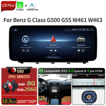 Car Radio For Mercedes Benz G Class G500 G55 W461 W463 2008-2015 Android 14 Wireless BT Carplay Snapdragon 680 Head Unit Screen