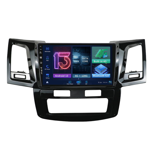 Toyota Android Head Unit   Sovob Double Din 9inch QLED Screen [DAB+/4G/WIFI/Carplay ] Android Car Radio Stereo Head Unit Suitable For Toyota Hilux/Fortuner Revo Vigo 2005-2014 - [6G+128G] - Free Camera+Mic BT GPS RDS