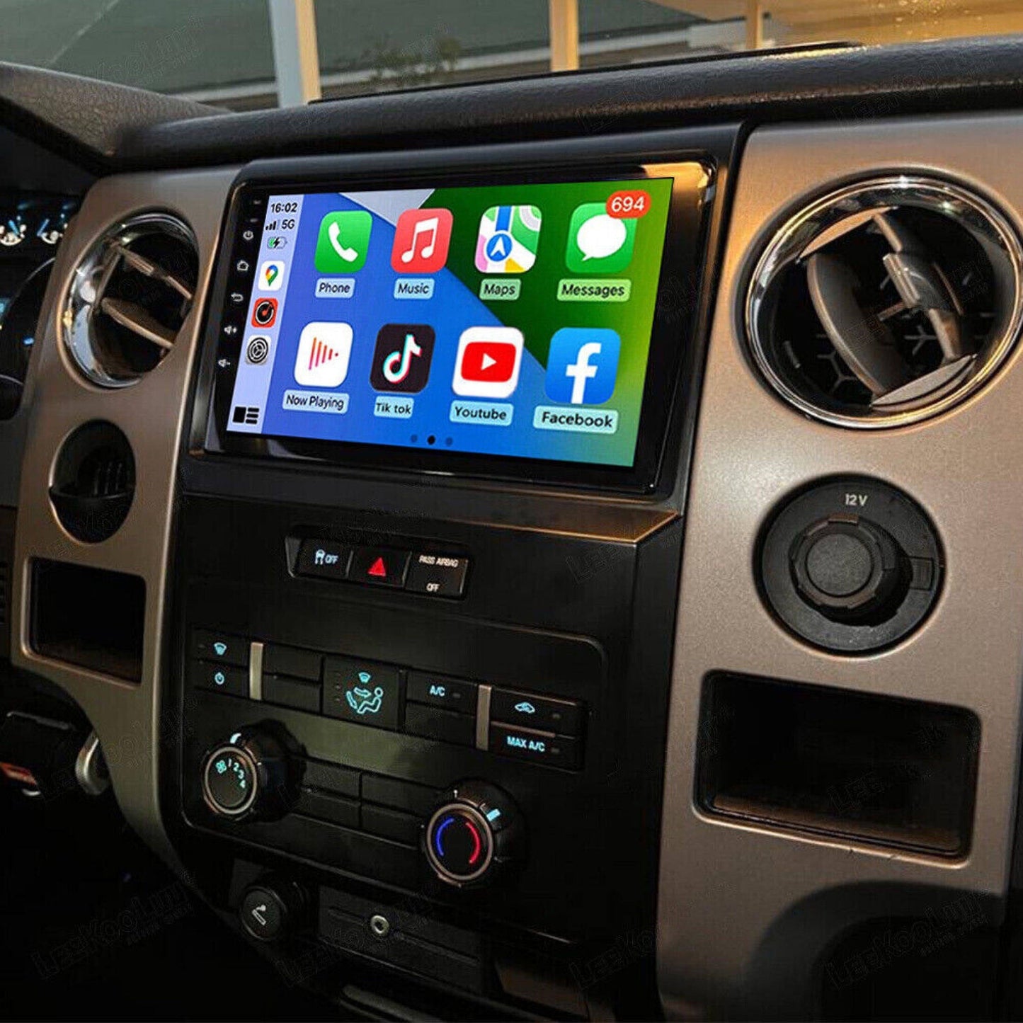 Surakey 9" Android 12 Touchscreen Car Stereo with CarPlay and Hi-Fi for Ford F150 2009-2014, 2+32GB