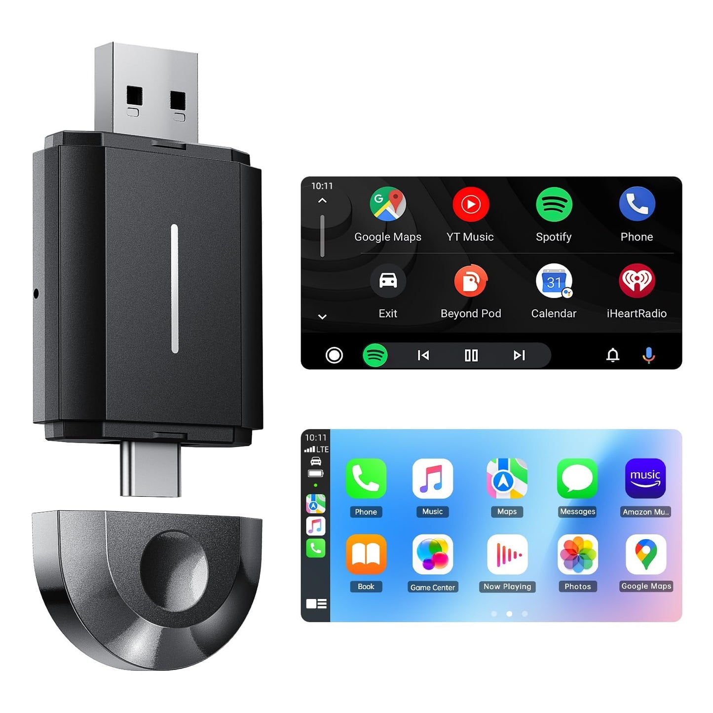 TOGUARD Wireless Android Auto Adapter 5.8 Ghz WiFi Plug and Play Converts Wired to Wireless for OEM Factory Wired Android Auto Direct Plug-in Type-c Adapter Easy Setup