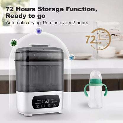 Tieasy 4-in-1 Electric  LED Touch Screen Multi-Function Gray Baby Bottle Sterilizer Dryer BBS001