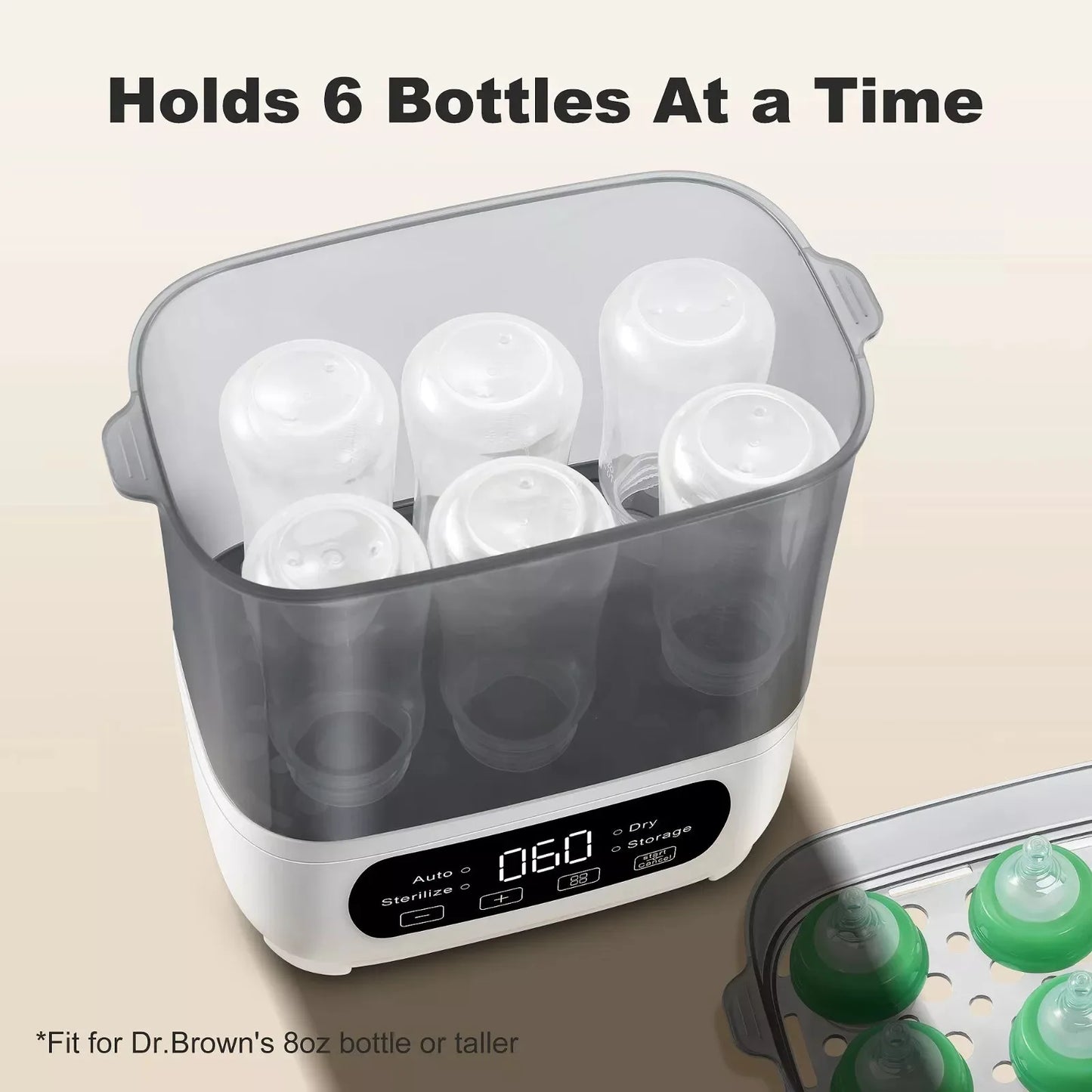 Tieasy 4-in-1 Electric  LED Touch Screen Multi-Function Gray Baby Bottle Sterilizer Dryer BBS001
