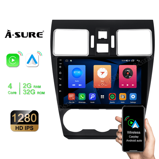 Junhua Wireless CarPlay Android 10.1 Car Radio, 9" HD Touch Screen, for Subaru Forester 2016-2018