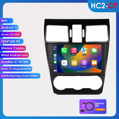 Wireless Carplay Android 12 Wifi 2+32GB Auto Car Stereo Radio Head Unit GPS Navigation Player For Subaru Forester WRX STI 2016 2017 2018