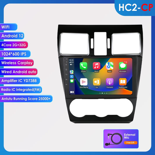 Wireless Carplay Android 12 Wifi 2+32GB Auto Car Stereo Radio Head Unit GPS Navigation Player For Subaru Forester WRX STI 2016 2017 2018