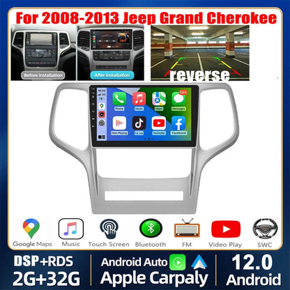 Zcargel Android 12 Car Stereo Radio for Jeep Grand Cherokee 2008 2009 2010 2011 2012 2013, 9 inch  Car Stereo  Built-in HiFi GPS Navigation Head Unit System 2G & 32G,