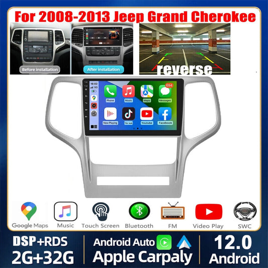 Zcargel Android 12 Car Stereo Radio for Jeep Grand Cherokee 2008 2009 2010 2011 2012 2013, 9 inch  Car Stereo  Built-in HiFi GPS Navigation Head Unit System 2G & 32G,