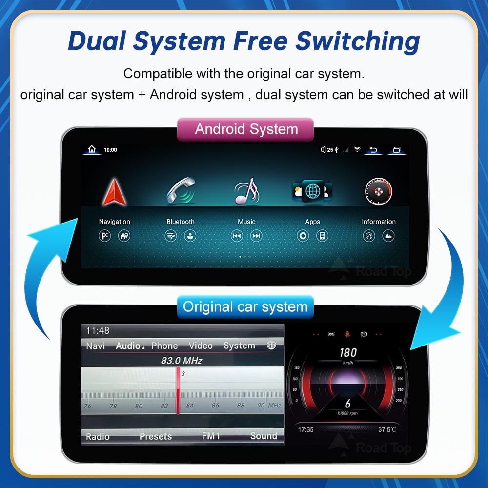 Mercedes-Benz Android Head Unit    Road Top Android 1312.3 inch Car Radio Touchscreen  Car Stereo for Mercedes Benz GLK Class X204 GLK250 GLK300 GLK350 2009-2015 NTG4.5/4.7 Wireless Carplay, Android Auto, Camera, Navigation