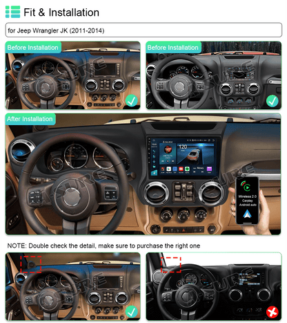 Android 13 Car Radio Stereo 4+64GB 8-Core for Jeep Wrangler JK 2011-2014 Carplay ChatGPT GPS Navi 4G WIFI