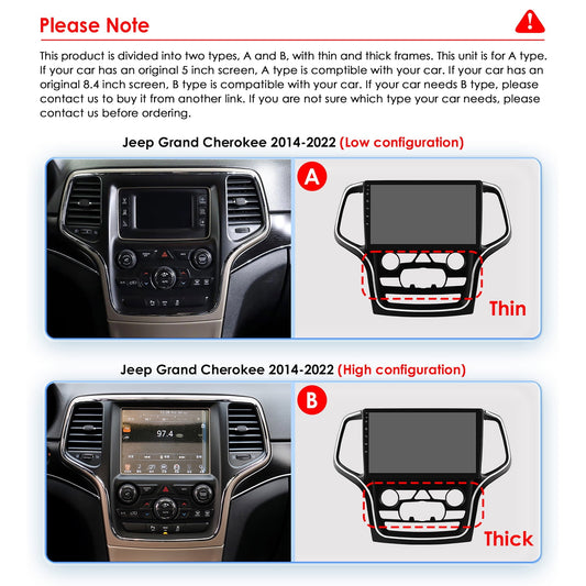 32GB Android 13 Bluetooth Apple Carplay Wifi RDS Car Stereo Radio Head Unit Multimedia GPS Navigation Player For Jeep Grand Cherokee WK2 2014 2015 2016 2017 2018 2019 2020 2022